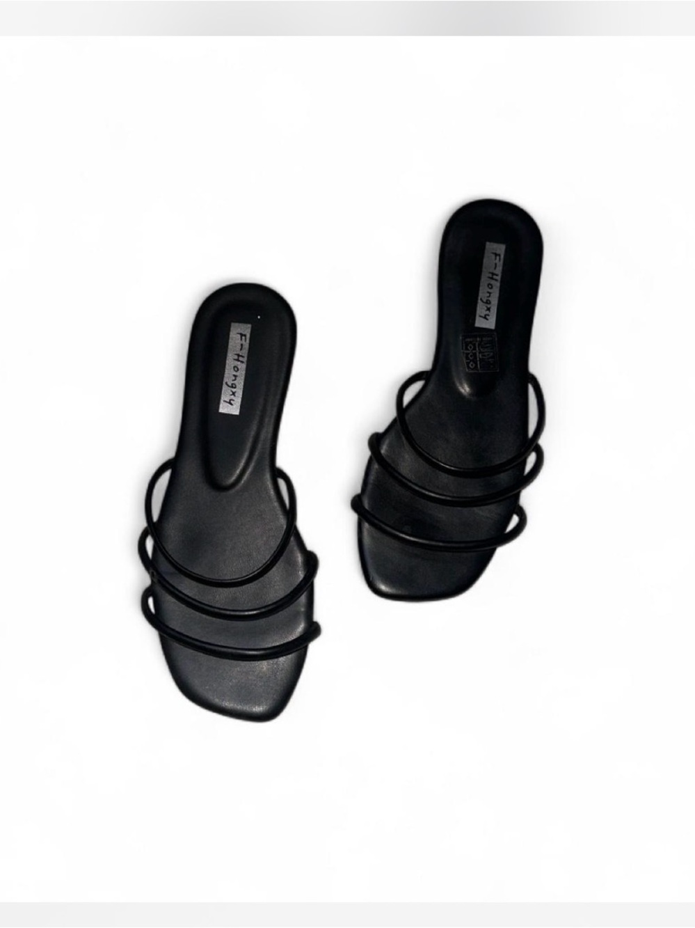 Women's Black Multi-Strap Slide Sandals